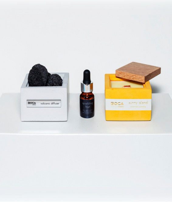 AROMA SET: Свеча SUNNY ISLAND + Диффузор с вулканическими камнями SPARKLING FRUIT