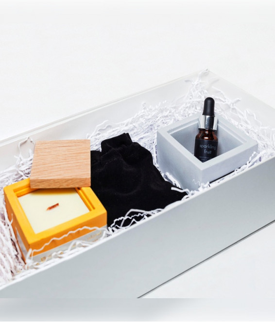 Купить AROMA SET: Свеча SUNNY ISLAND + Диффузор с вулканическими камнями SPARKLING FRUIT